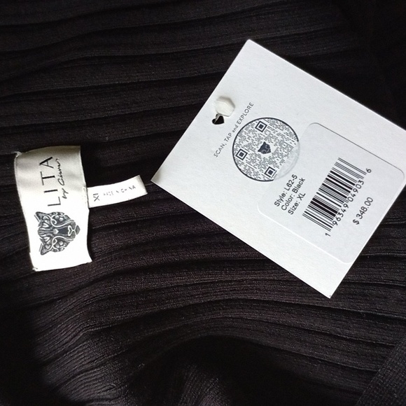 New LITA by Ciara REVOLVE Black Ribbed V Neck Cardigan Button Front Midi Dress - Picture 5 of 8